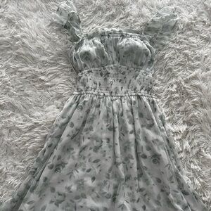 Hollister Women’s Floral Chiffon Dress with Ruffled Sleeves